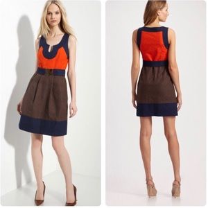 Milly of New York Imara Color Block Sleeveless Fit and Flare Dress